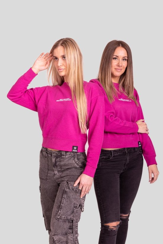 “My heart Beats for Love” Women Croptop Sweatshirt - Colour: Black, Size: L