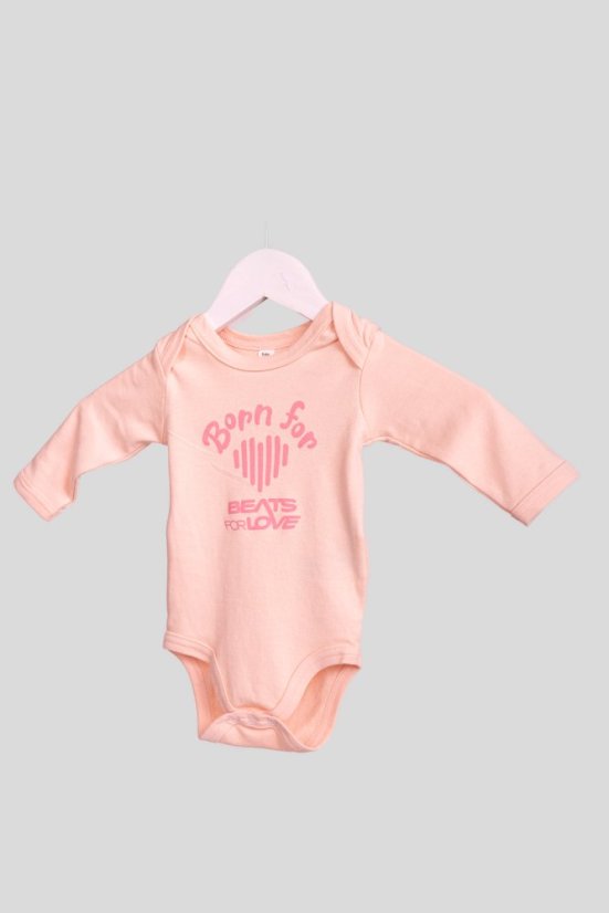 „Born for B4L” long-sleeved baby bodysuits - Colour: Pink, Size: 0 - 3 month