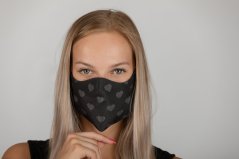 Stylish two-layer face mask "Muzzle Hearts", women's