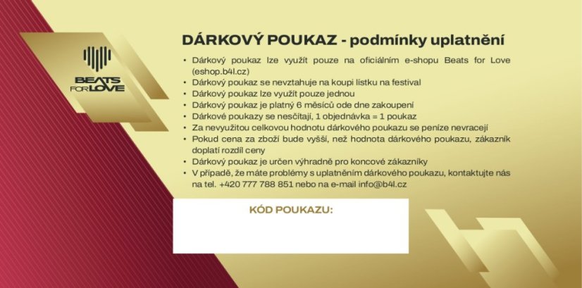 Dárkový poukaz Beat for Love - 500 Kč