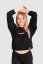 “My heart Beats for Love” Women Croptop Sweatshirt - Colour: Black, Size: S