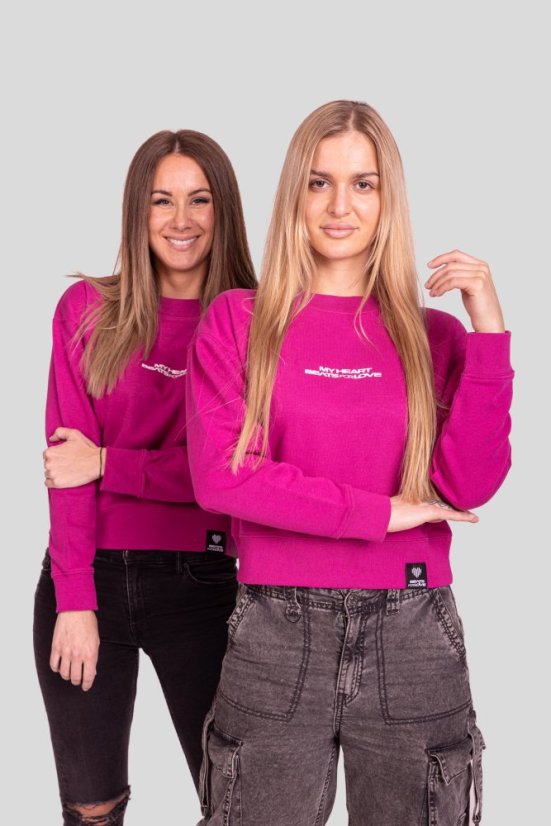 “My heart Beats for Love” Women Croptop Sweatshirt - Colour: Black, Size: S