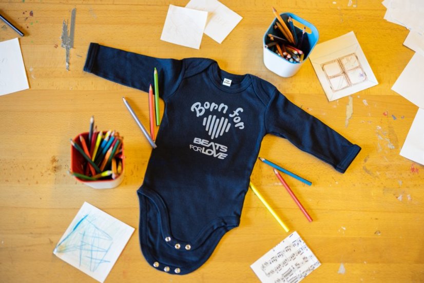 Dětské body s dlouhým rukávem „Born for B4L” - Barva: Modrá, Velikost: 6 - 12 měsíců