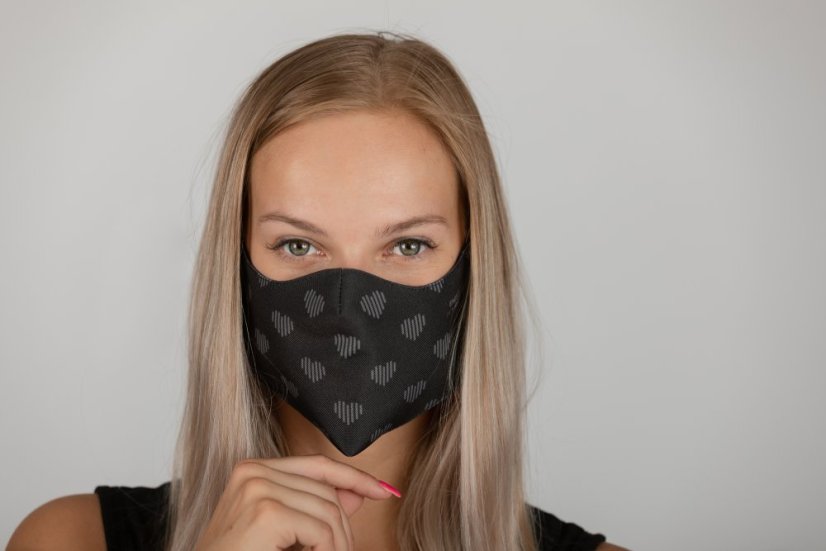 Stylish two-layer face mask "Muzzle Hearts", women's